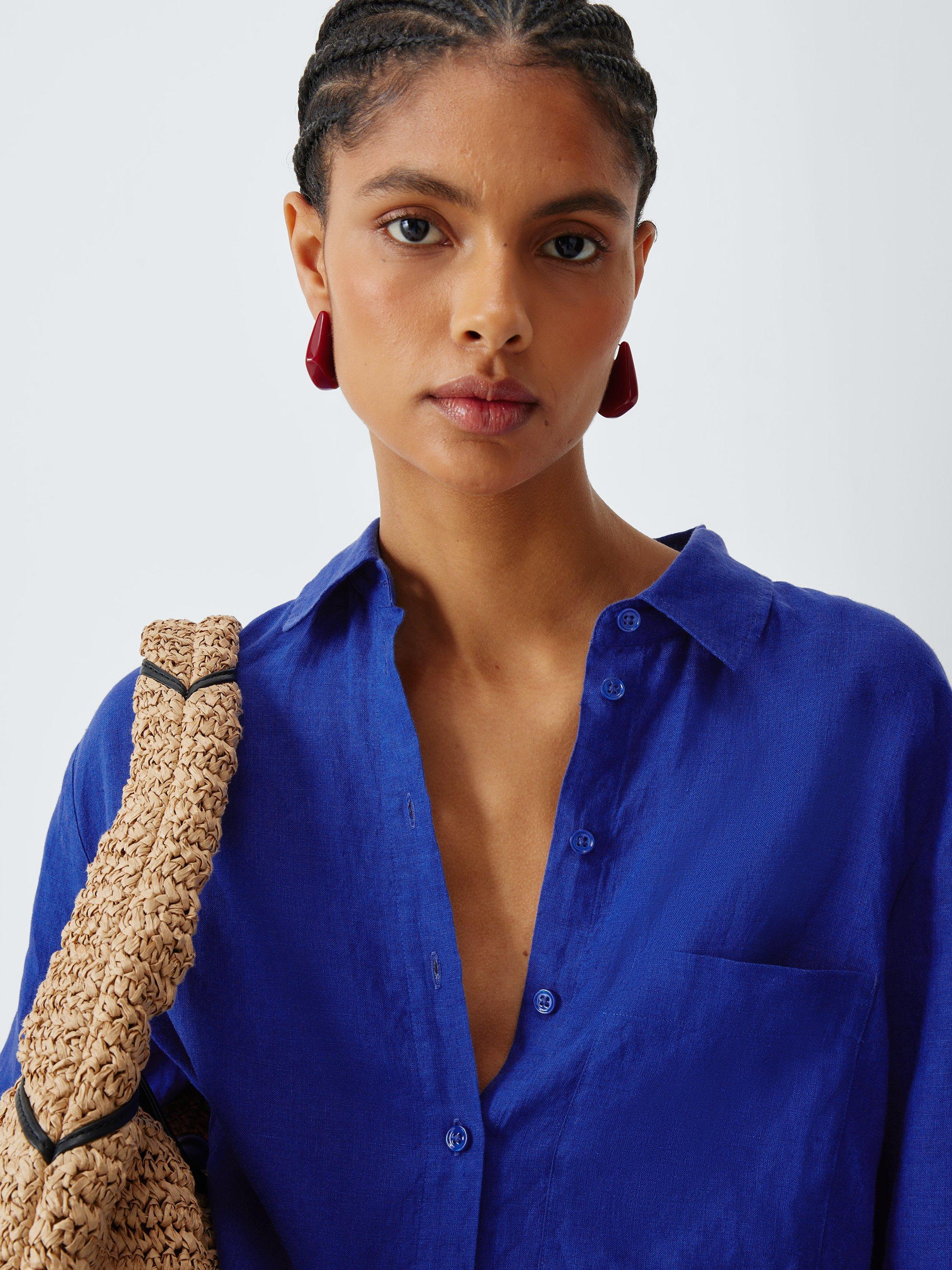 Product image 6 of 6, which shows John Lewis Pure Linen Shirt, Baja Blue, 8