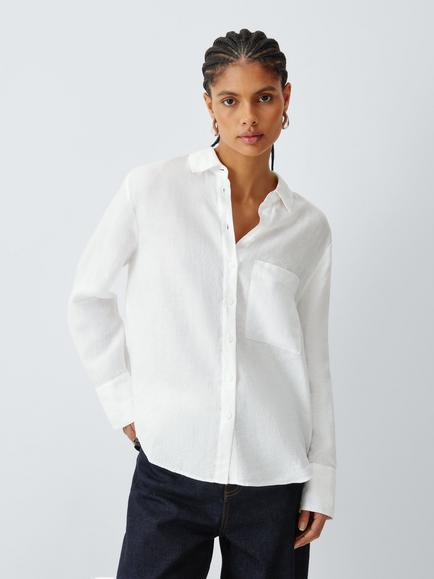 John Lewis Pure Linen Shirt, White