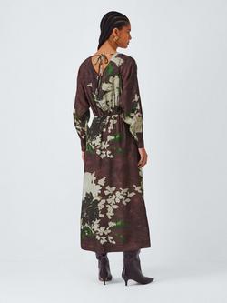 John Lewis Slash Neck Floral Print Midi Dress, Multi - view 2, Multi