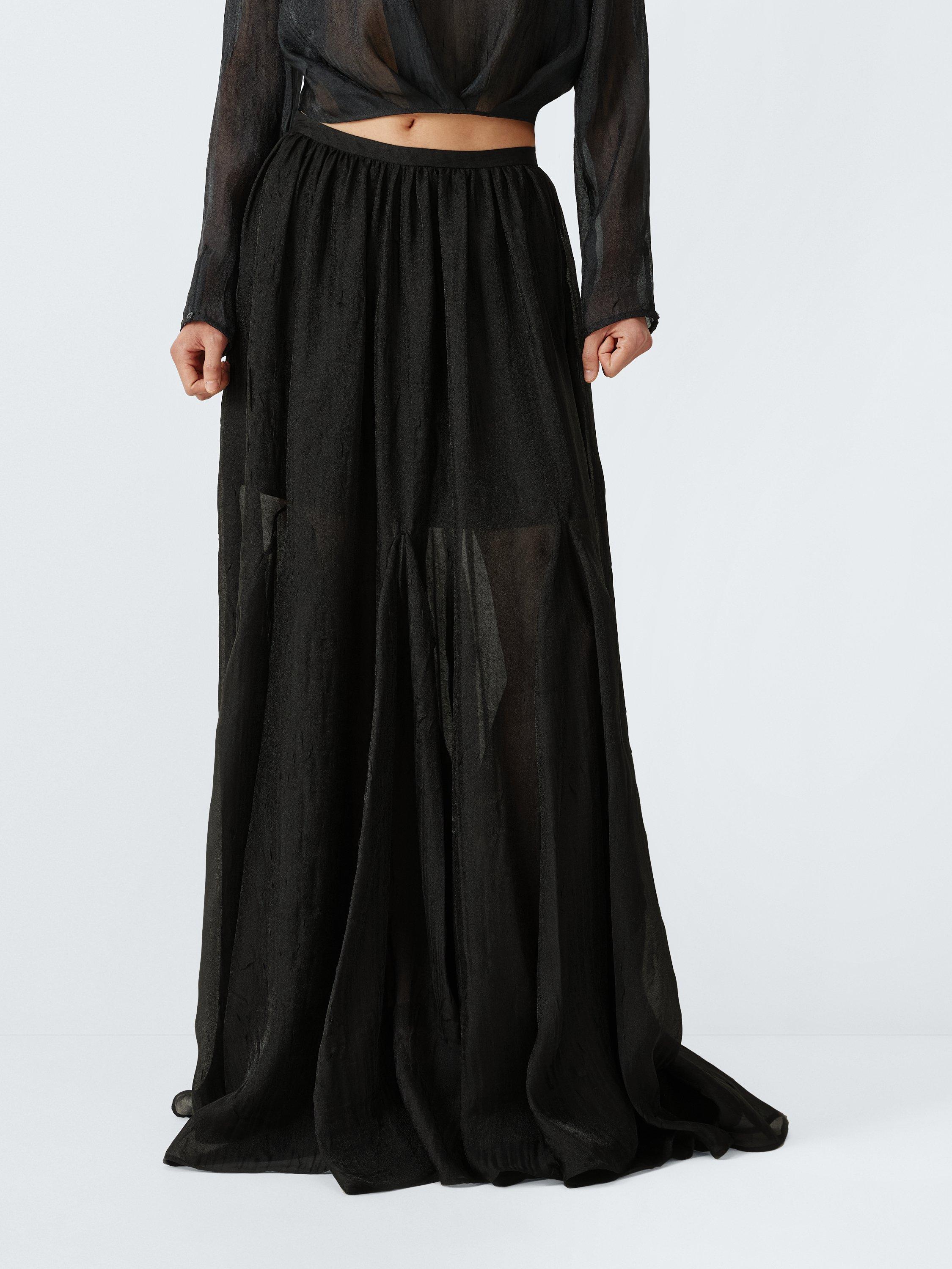 Product image 1 of 7, which shows John Lewis Organza Maxi Skirt, Black, 8