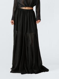 John Lewis Organza Maxi Skirt, Black, Black