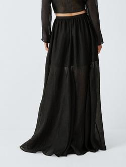 John Lewis Organza Maxi Skirt, Black - view 2, Black