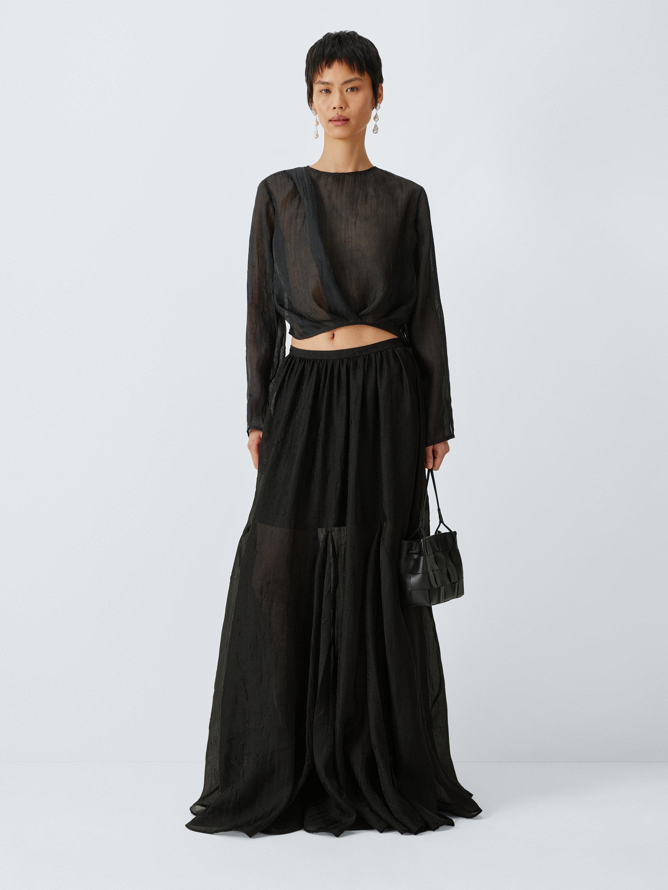 Product image 3 of 7, which shows John Lewis Organza Maxi Skirt, Black, 8