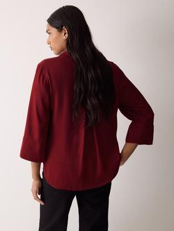 Jigsaw Twill Open Collar Top - view 2, Red