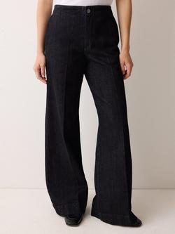 Jigsaw Myrtle Mid Rise Pressed Crease Denim Jeans, Dark Blue