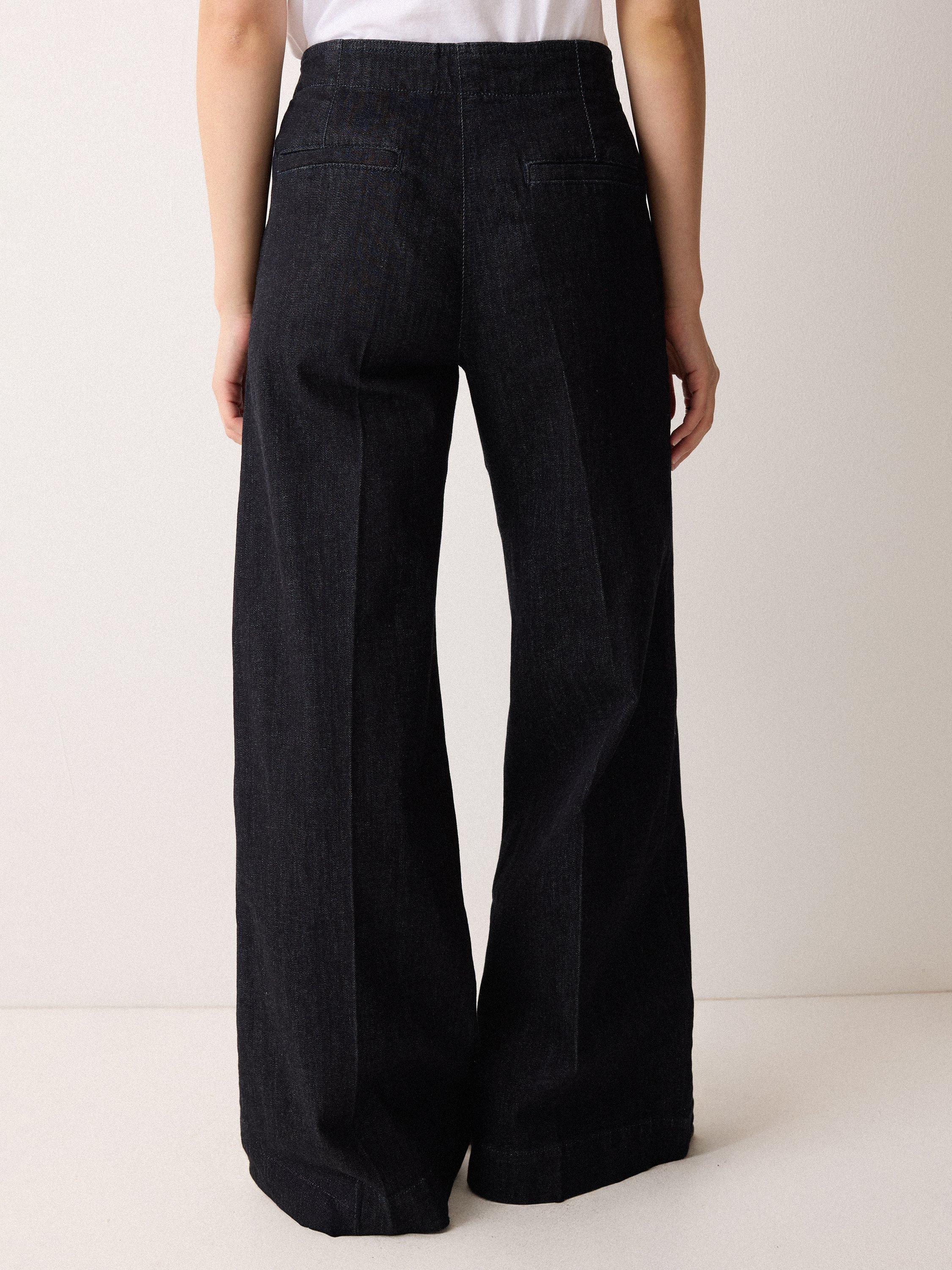 Product image 2 of 6, which shows Jigsaw Myrtle Mid Rise Pressed Crease Denim Jeans, Dark Blue, 6