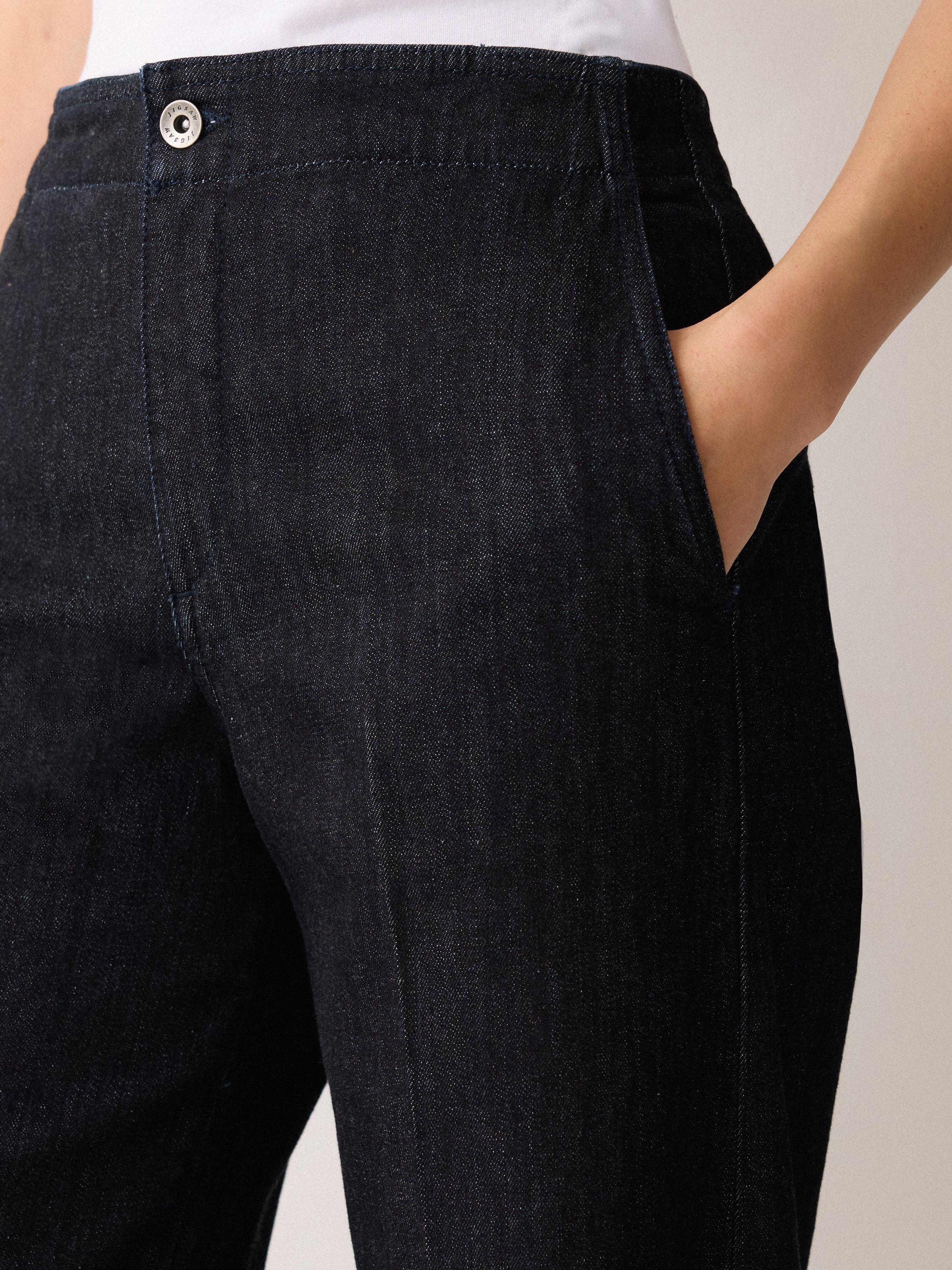 Product image 3 of 6, which shows Jigsaw Myrtle Mid Rise Pressed Crease Denim Jeans, Dark Blue, 6