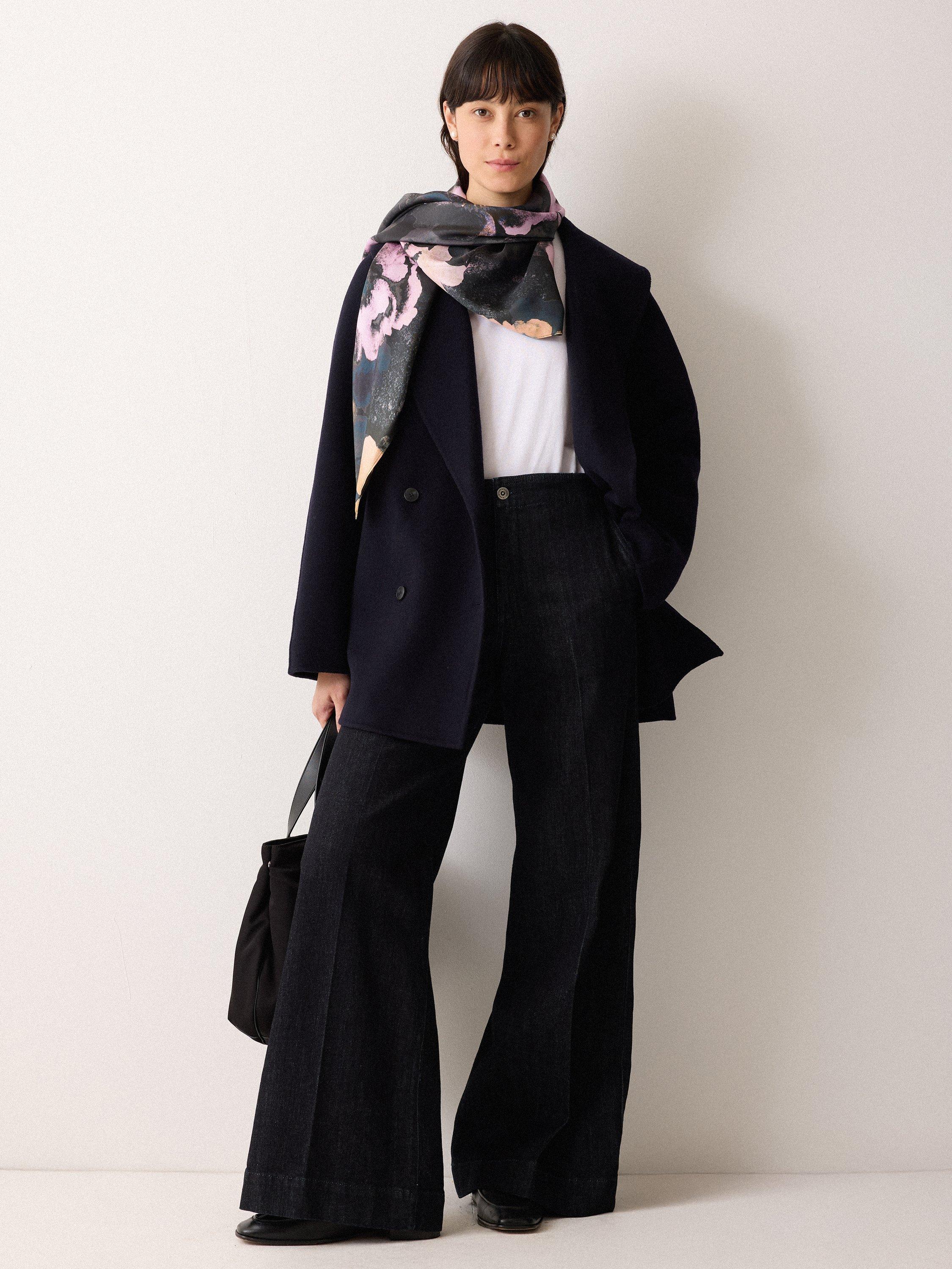 Product image 4 of 6, which shows Jigsaw Myrtle Mid Rise Pressed Crease Denim Jeans, Dark Blue, 6