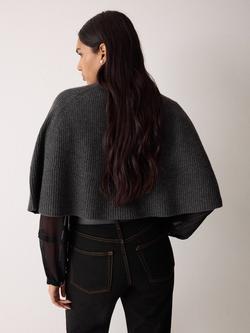 Jigsaw Boxy Cropped Wool Rich Cape, Charcoal - view 2, Charcoal