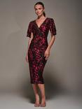 Jolie Moi Animal Print Angel Sleeve Bodycon Dress, Black