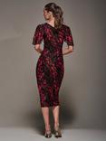 Jolie Moi Animal Print Angel Sleeve Bodycon Dress, Black