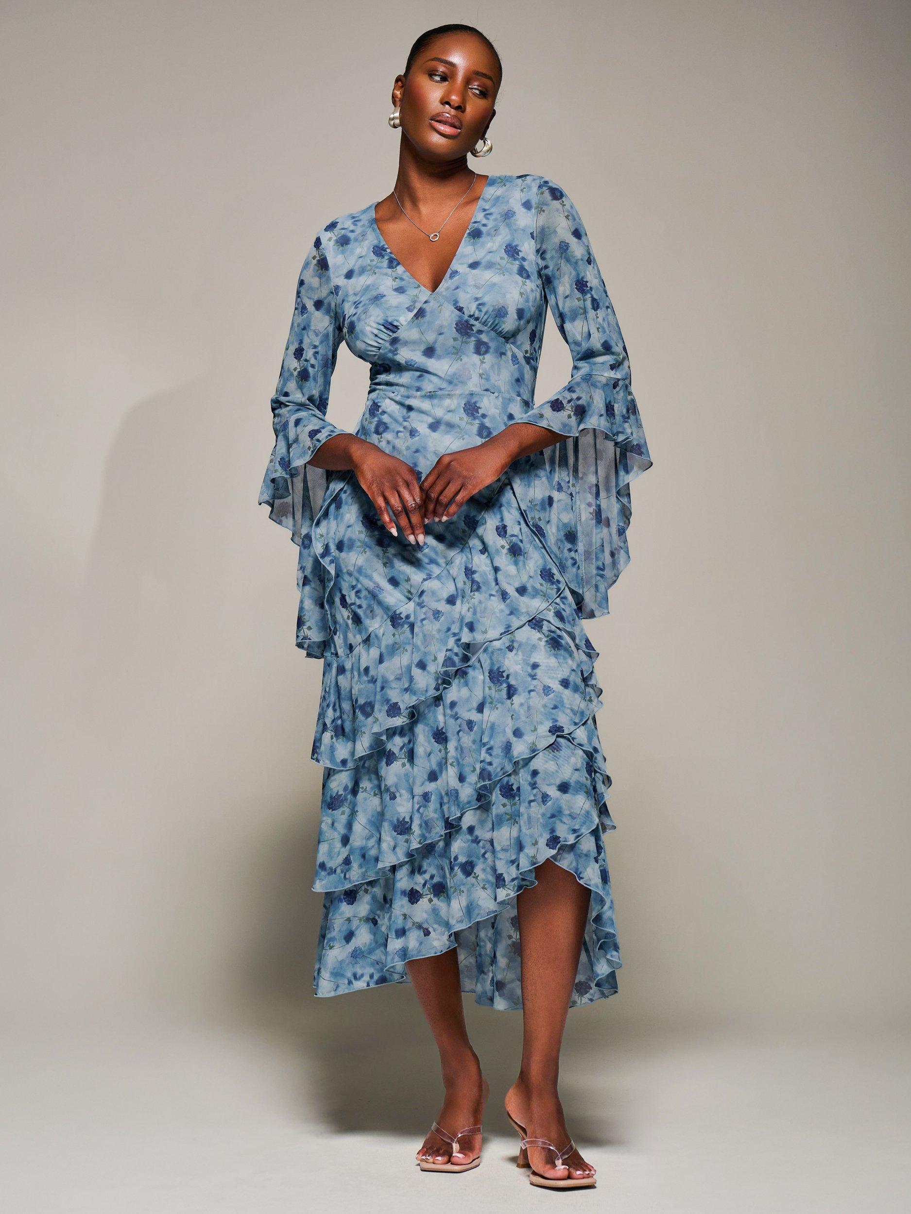 maxi dresses for fall pictures DÔEN Women's Maltina Foulard Cotton-Silk Minidress - Santorini Blue Cadiz Foulard