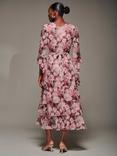 Jolie Moi Floral Ruffle Tiered Midaxi Dress, Pink