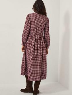 Monsoon Agatha Tie Front Check Midi Dress, Cherry - view 2, Cherry