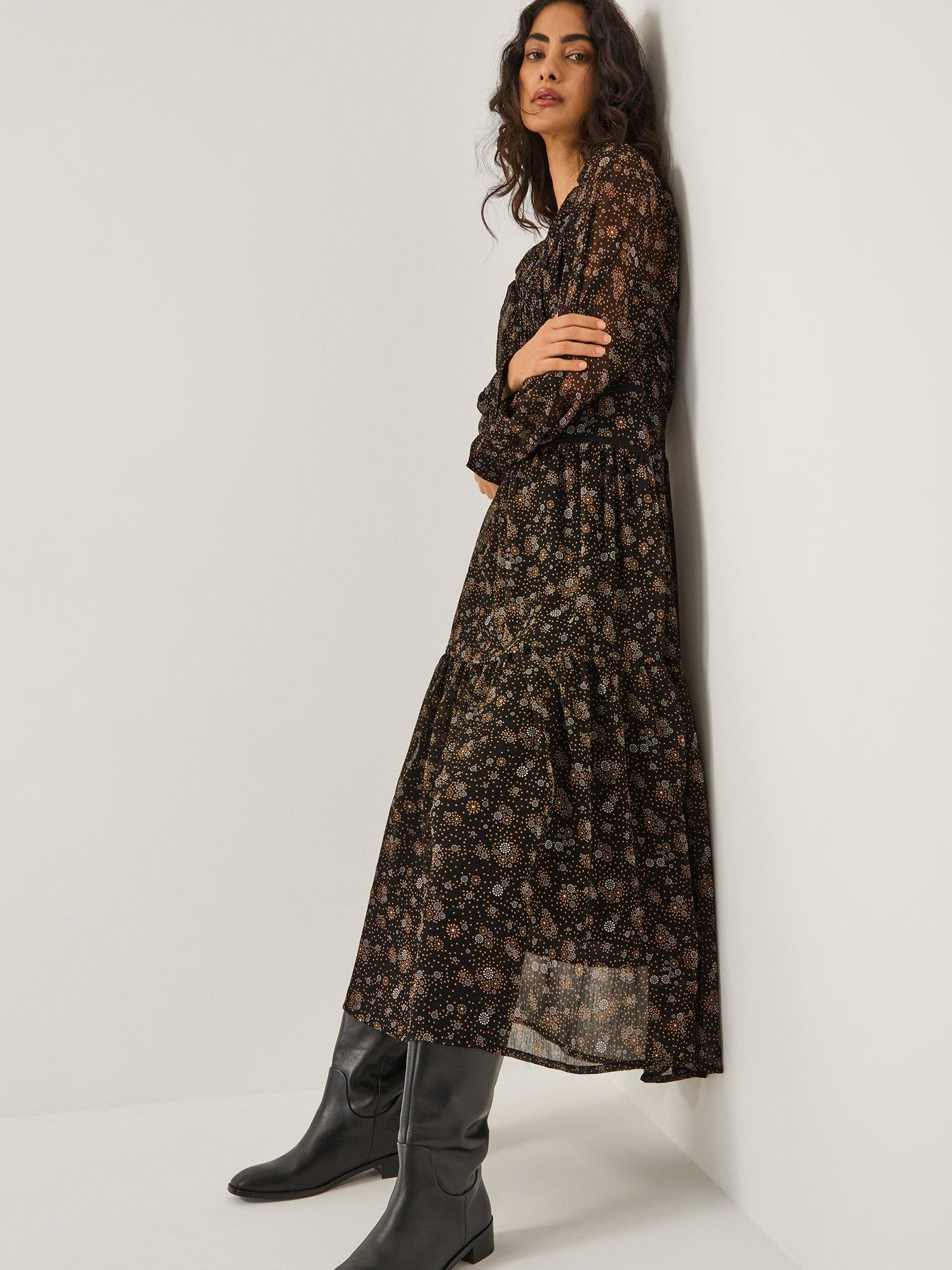 Product image 3 of 5, which shows Monsoon Clara Floral Maxi Dress, Black, XXL