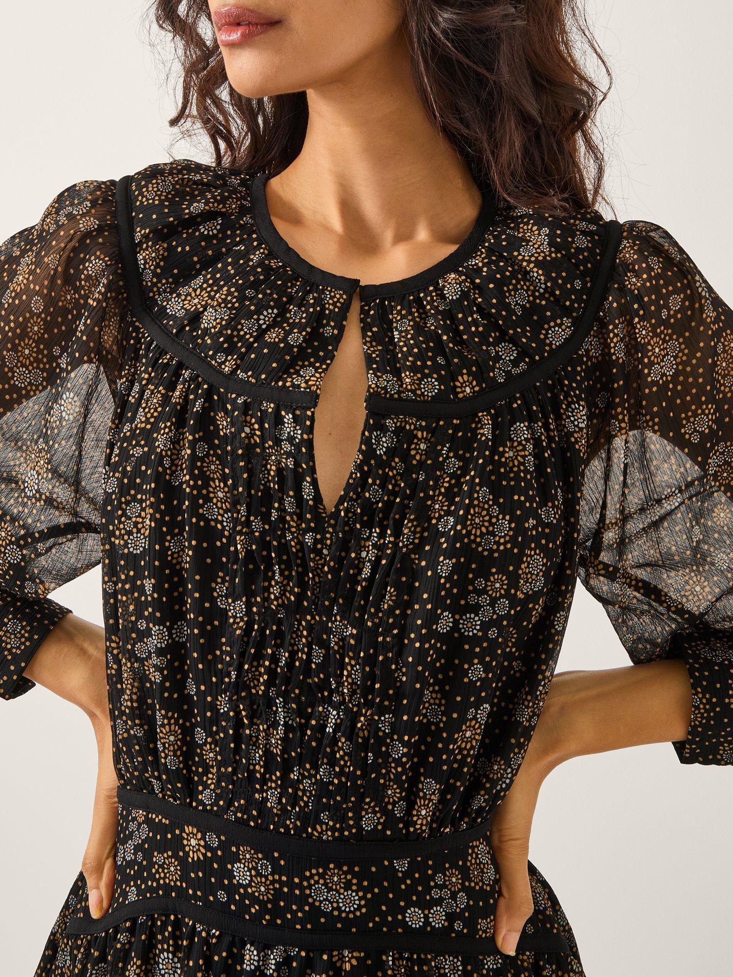 Product image 4 of 5, which shows Monsoon Clara Floral Maxi Dress, Black, XXL