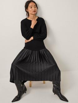 Monsoon Fia Fabric Mix Midi Dress containing LENZING™ ECOVERO™ Viscose, Black, Black