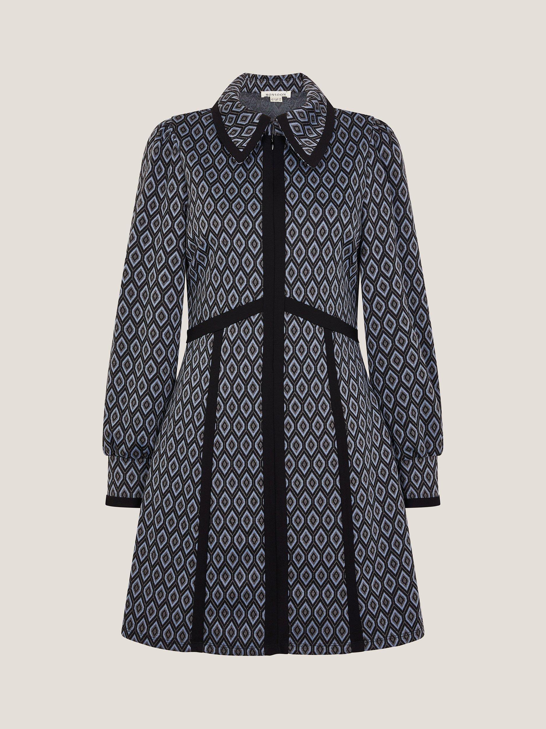 Product image 5 of 5, which shows Monsoon Jen Jacquard Midi Dress, Grey, 8