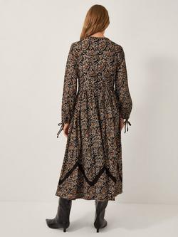 Monsoon Mabel Paisley Jersey Dress, Navy - view 2, Navy