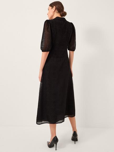 Monsoon Mae Devore Midi Dress, Black - view 2, Black