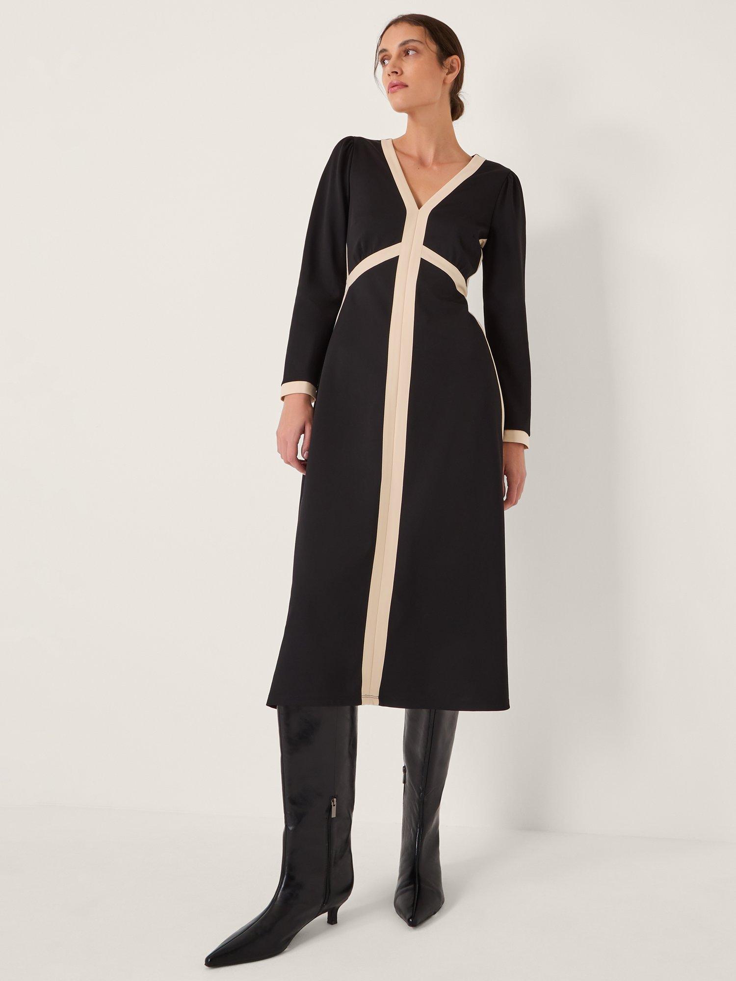 Product image 1 of 5, which shows Monsoon Paloma Midi Dress, Black, 22
