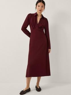 Monsoon Polly Ponte Midi Dress, Burgundy, Burgundy