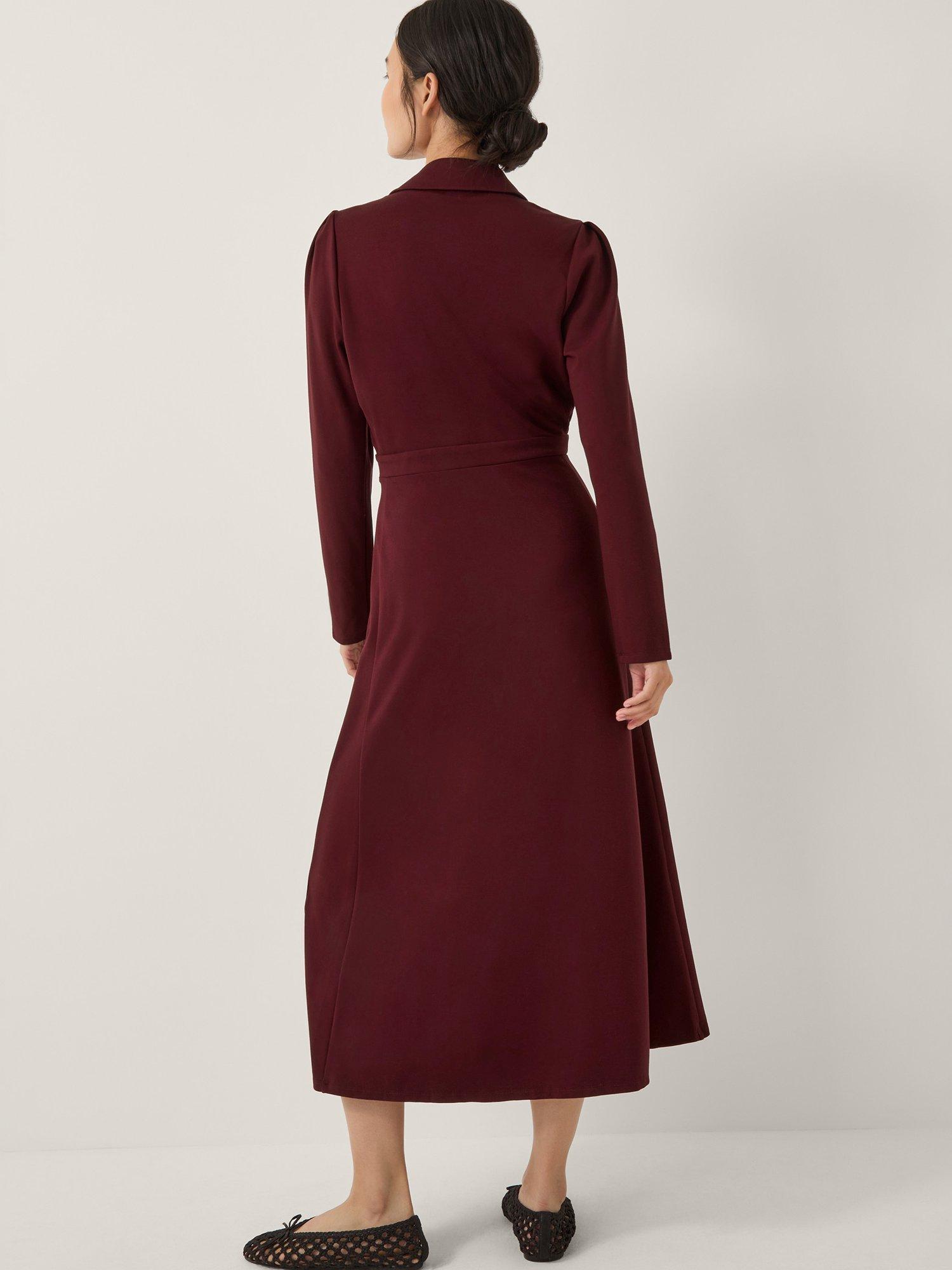monsoon burgundy dress Monsoon Polly Ponte Midi Dress, Burgundy