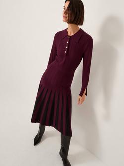 Monsoon Prue Knit Shirt Dress containing LENZING™ ECOVERO™ Viscose, Berry, Berry