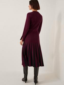 Monsoon Prue Knit Shirt Dress containing LENZING™ ECOVERO™ Viscose, Berry - view 2, Berry