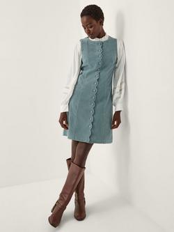 Monsoon Rudi Scallop Pinafore Dress, Blue, Blue