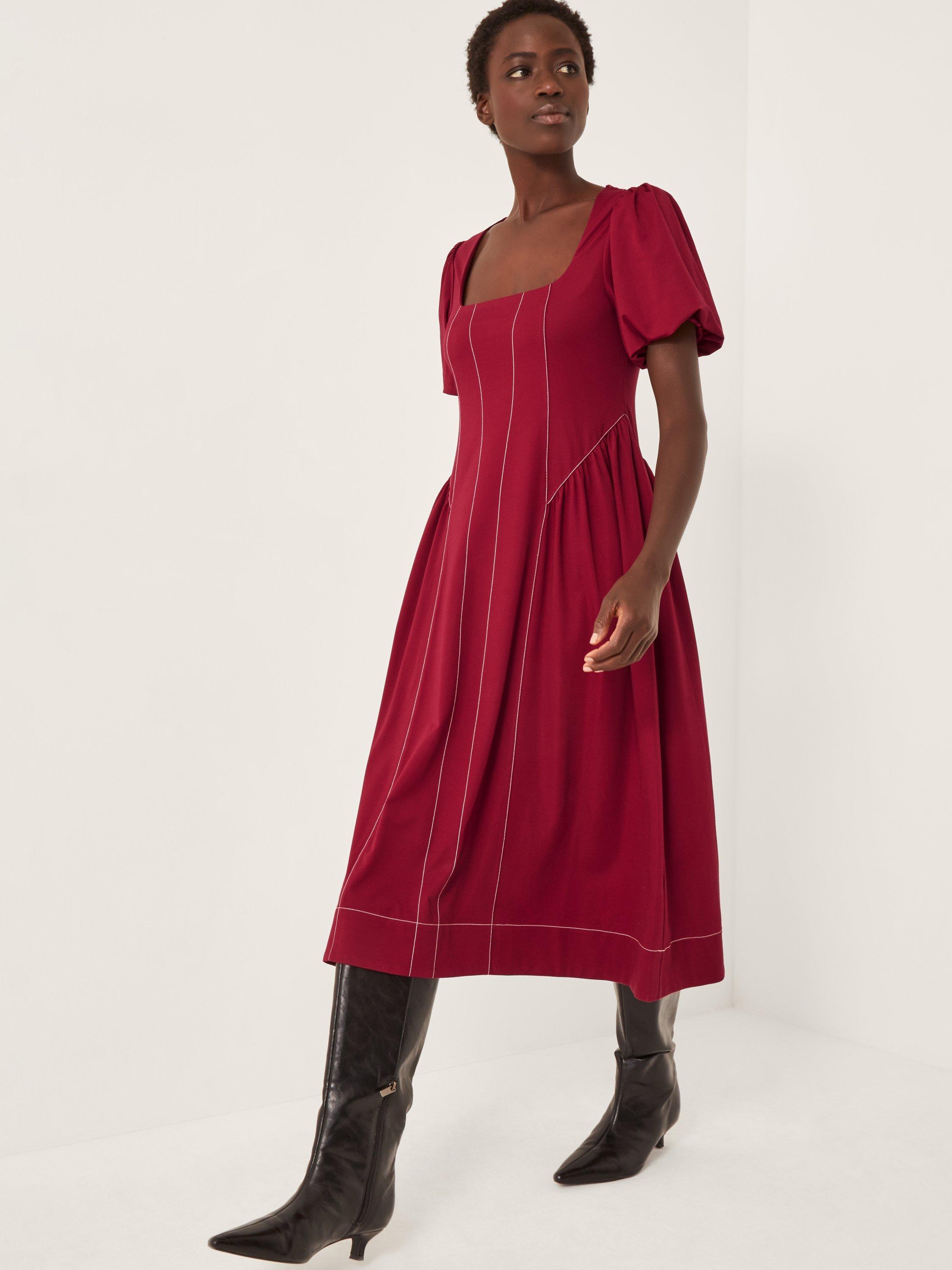 Monsoon Sapna Seamed Jersey Dress, Berry