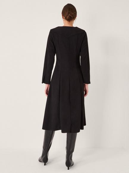 Monsoon Shaw Stretch Corduroy Midi Dress, Black - view 2, Black