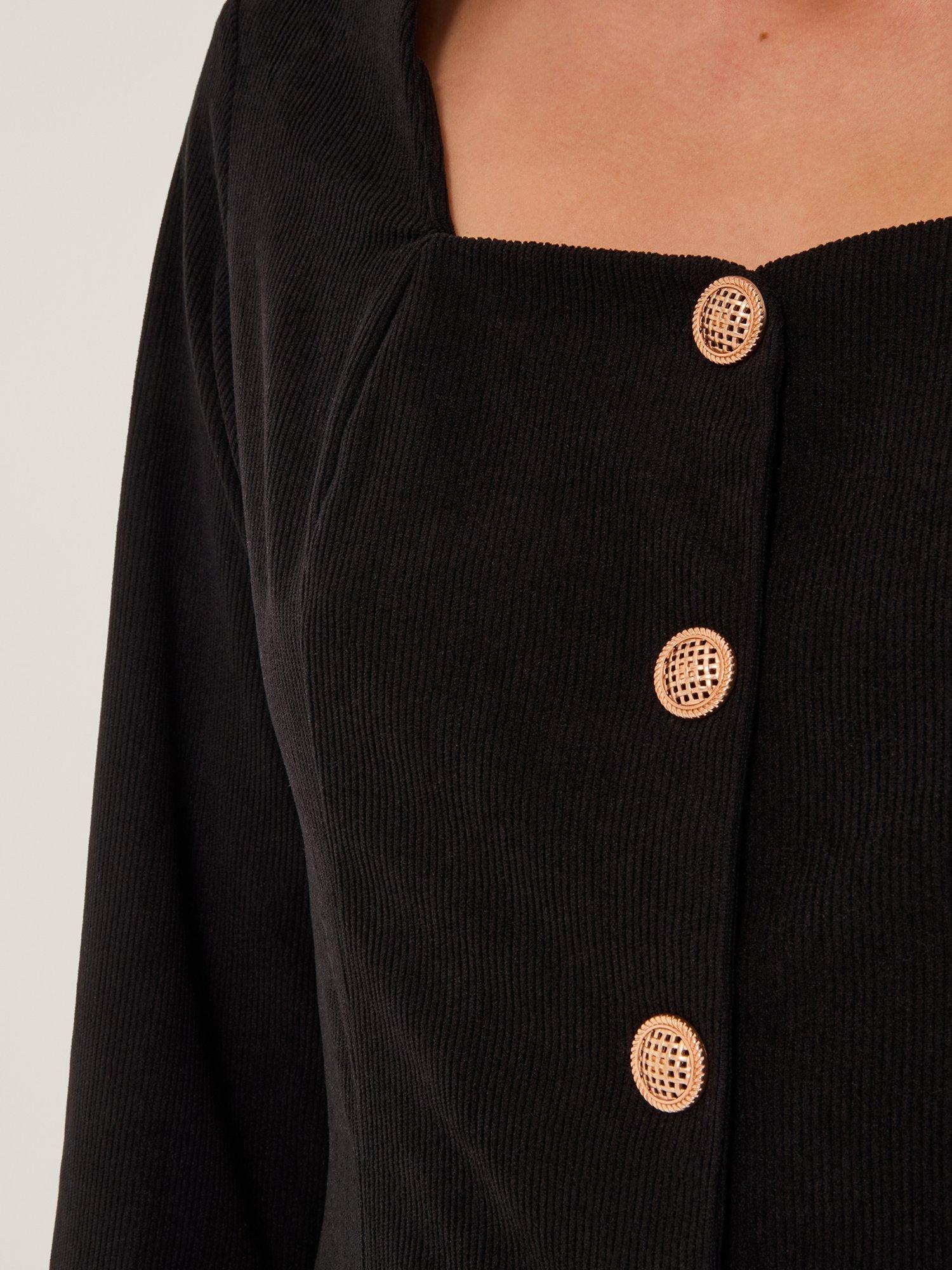 Product image 4 of 5, which shows Monsoon Shaw Stretch Corduroy Midi Dress, Black, 8