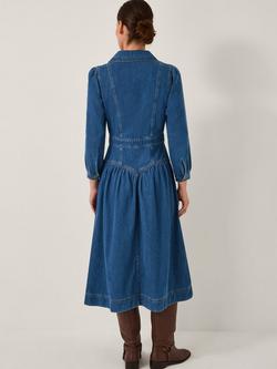 Monsoon Tasmin Denim Shirt Dress, Blue - view 2, Blue