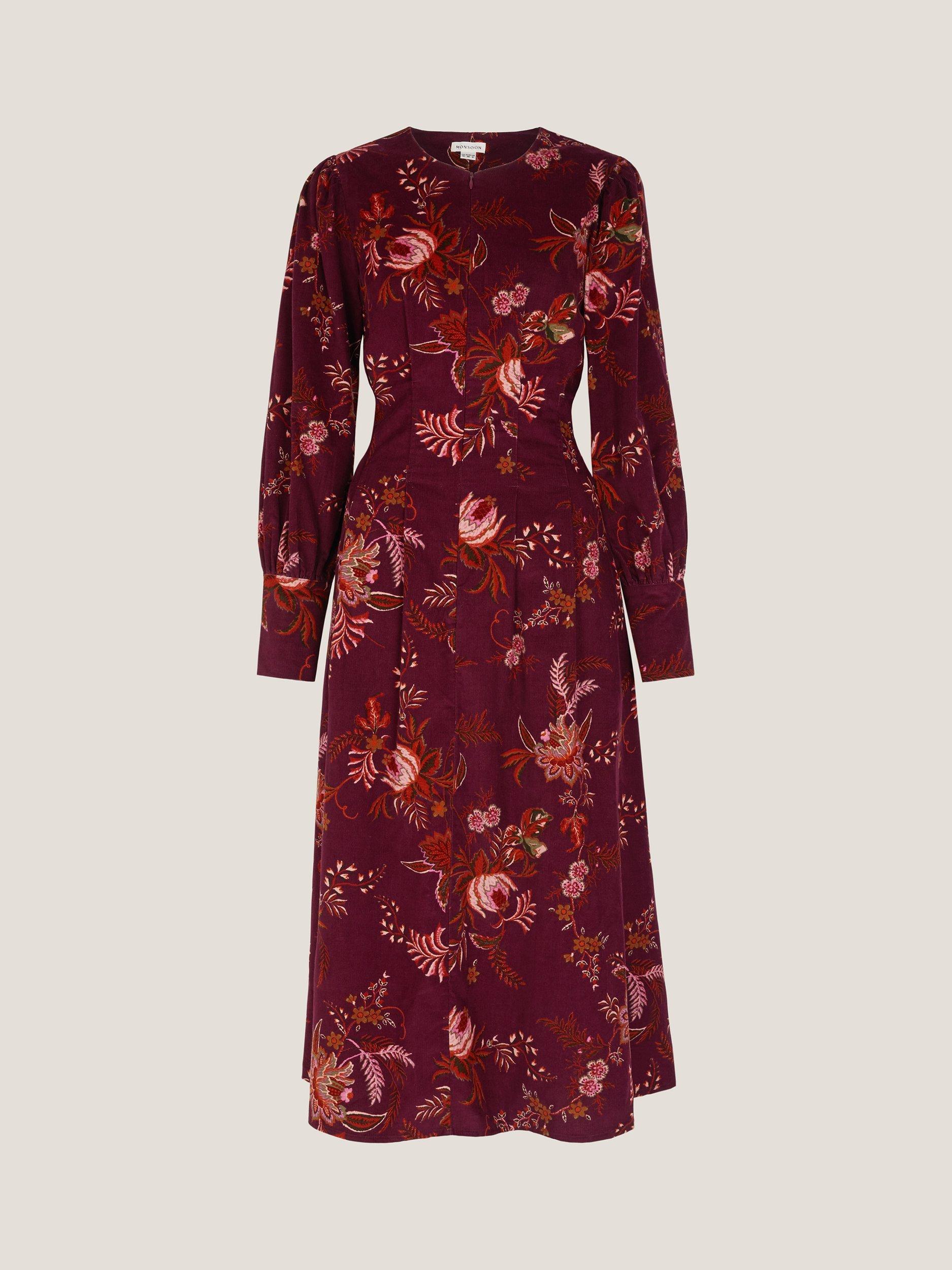 Product image 5 of 5, which shows Monsoon Yasmina Floral Midi Dress, Cherry, 10