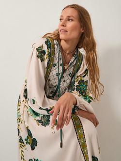 Monsoon Zenya Floral Midi Dress, Green, Green