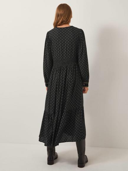 Monsoon Zoie Embroidered Dress containing LENZING™ ECOVERO™ Viscose, Black - view 2, Black