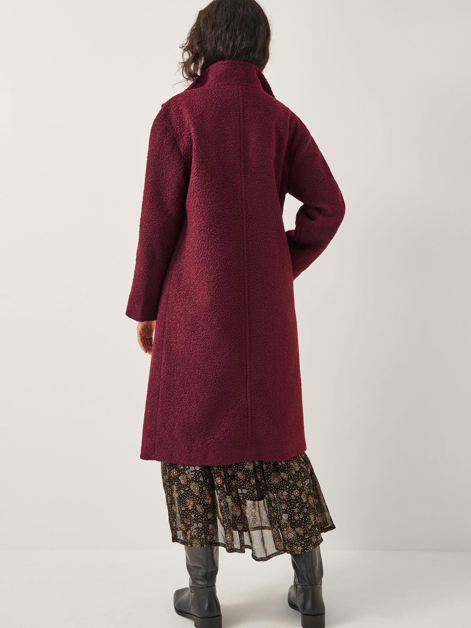 Product image 2 of 5, which shows Monsoon Freya Boucle Coat, Burgundy, XL