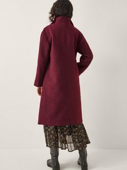 Monsoon Freya Boucle Coat, Burgundy - view 2, Burgundy