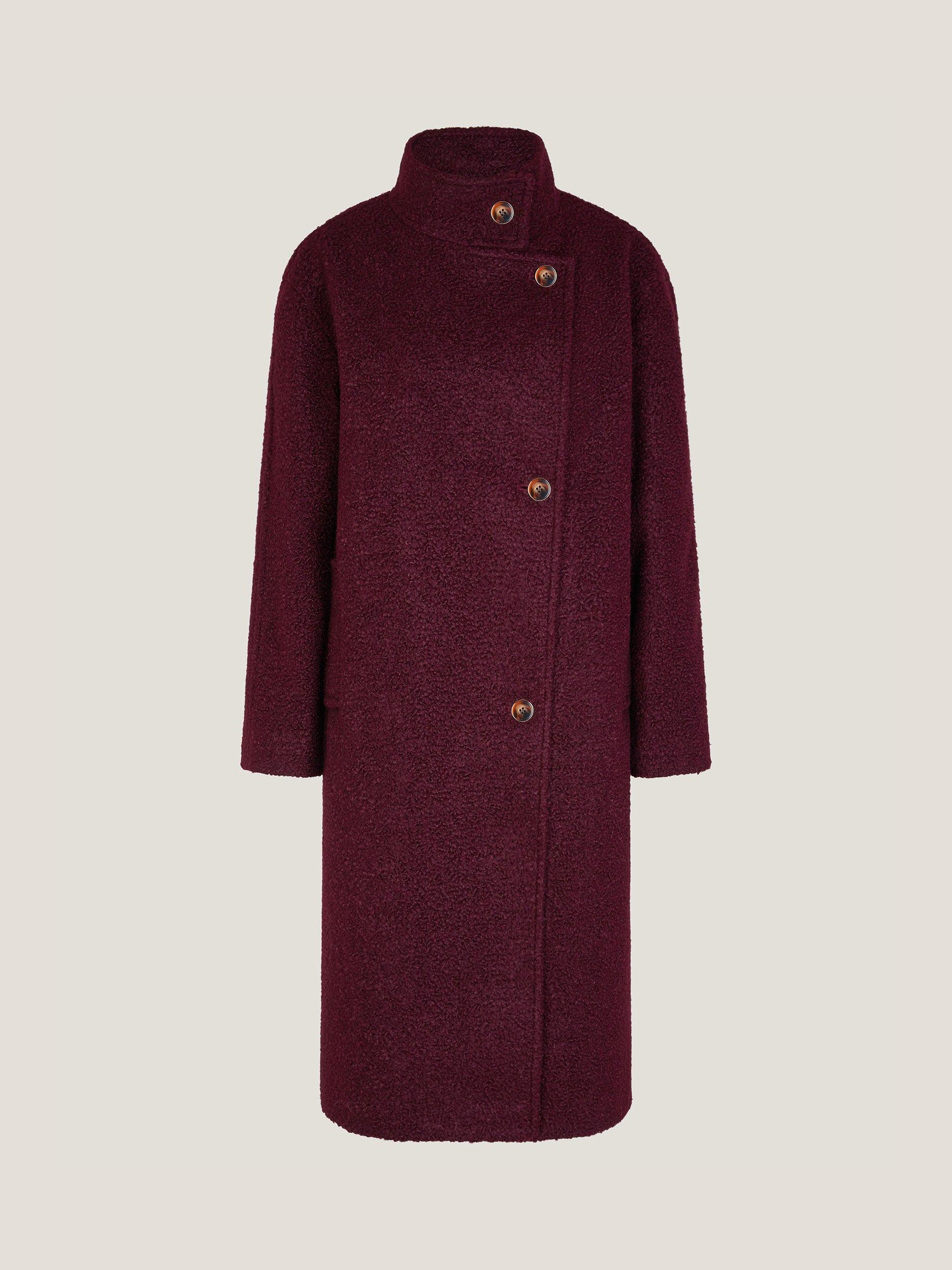 Product image 5 of 5, which shows Monsoon Freya Boucle Coat, Burgundy, XL