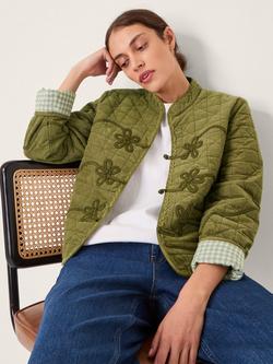 Monsoon Gaia Quilted Cordurory Jacket, Green, Green
