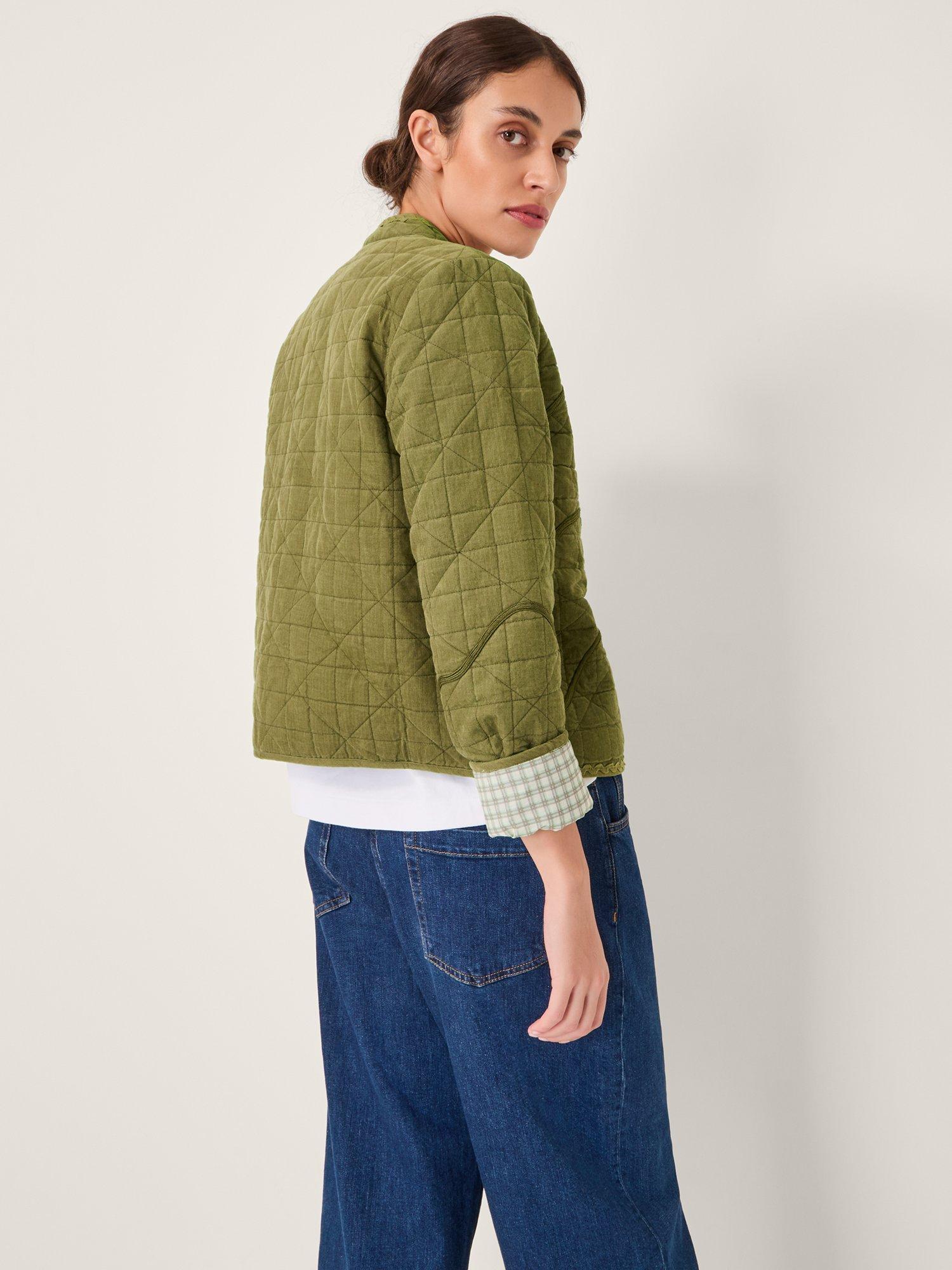 Product image 2 of 5, which shows Monsoon Gaia Quilted Cordurory Jacket, Green, S