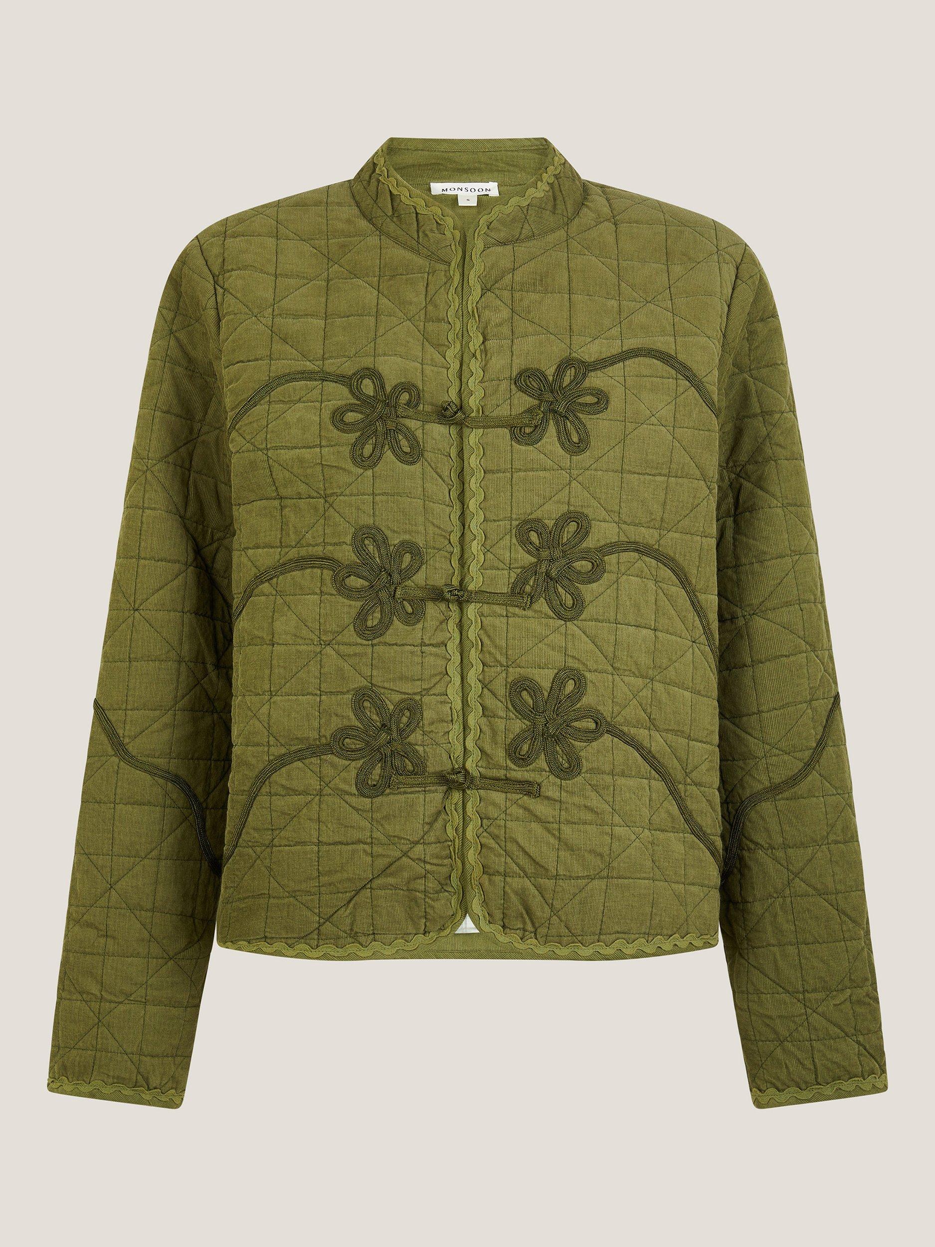 Product image 5 of 5, which shows Monsoon Gaia Quilted Cordurory Jacket, Green, S