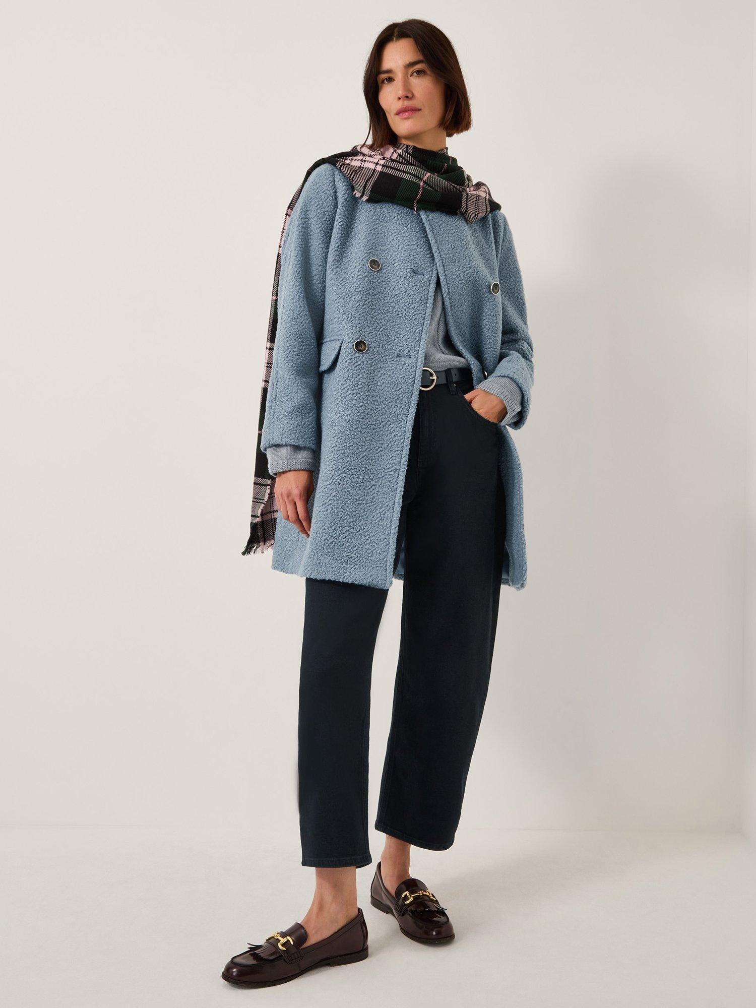 Product image 3 of 5, which shows Monsoon Lily Boucle Coat, Pale Blue, 10