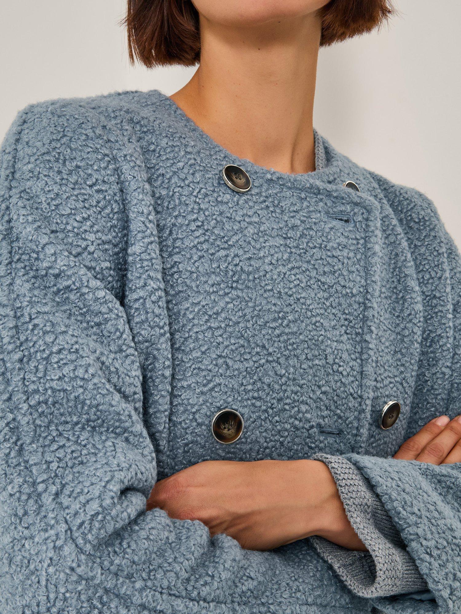 Product image 4 of 5, which shows Monsoon Lily Boucle Coat, Pale Blue, 10
