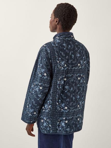 Monsoon Mandy Paisley Corduroy Jacket, Navy - view 2, Navy