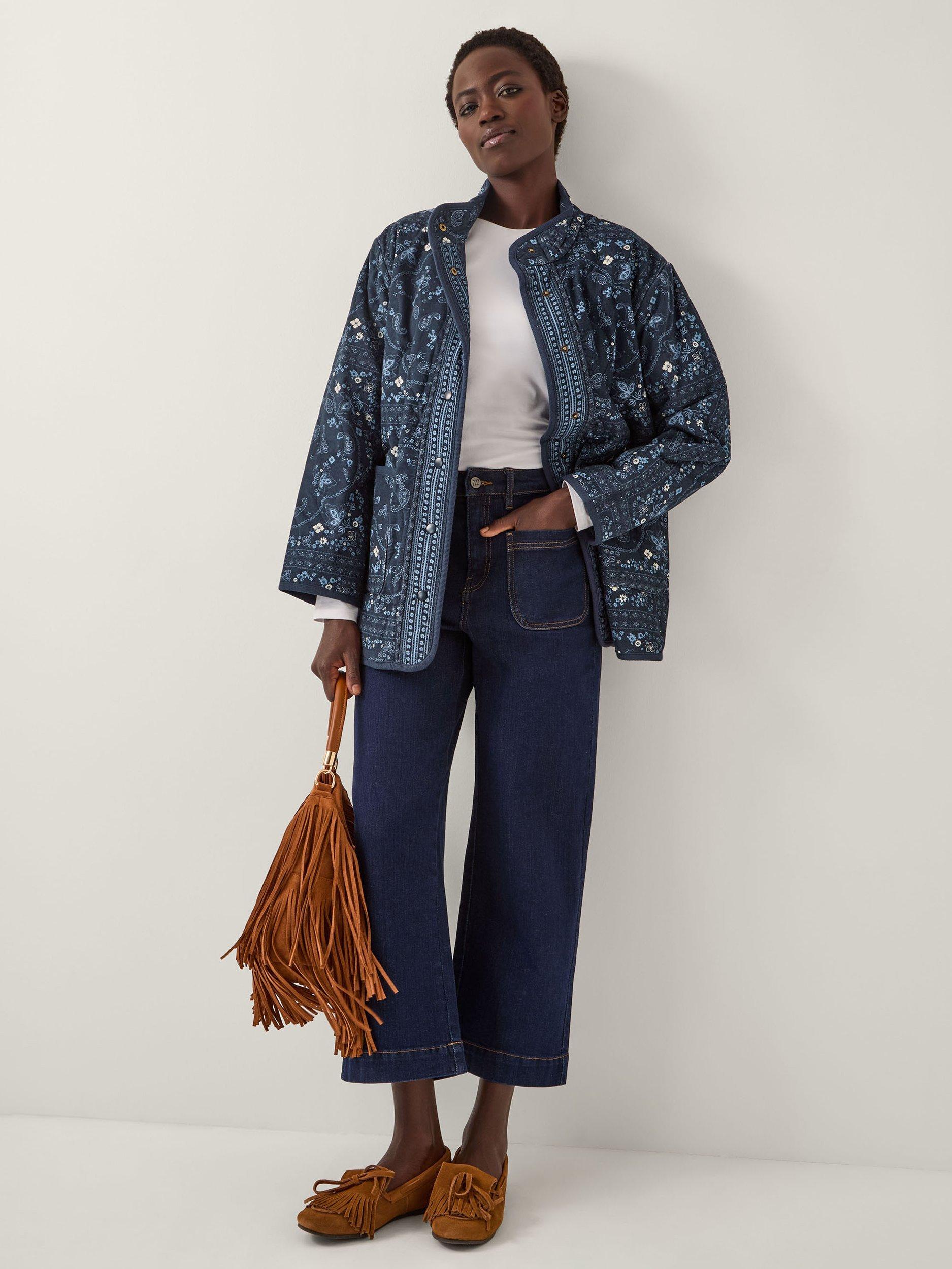 Product image 3 of 4, which shows Monsoon Mandy Paisley Corduroy Jacket, Navy, S