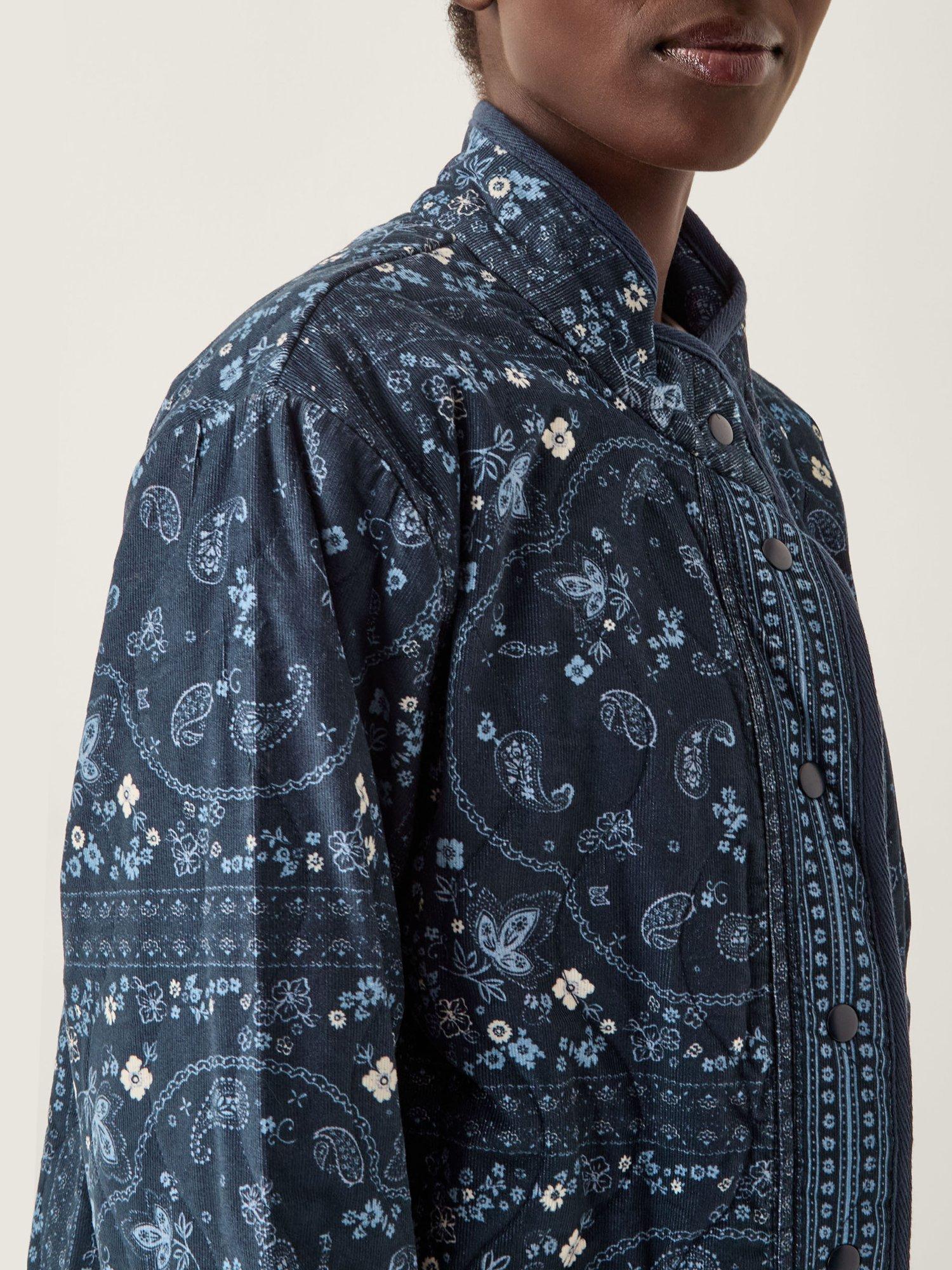 Product image 4 of 4, which shows Monsoon Mandy Paisley Corduroy Jacket, Navy, S