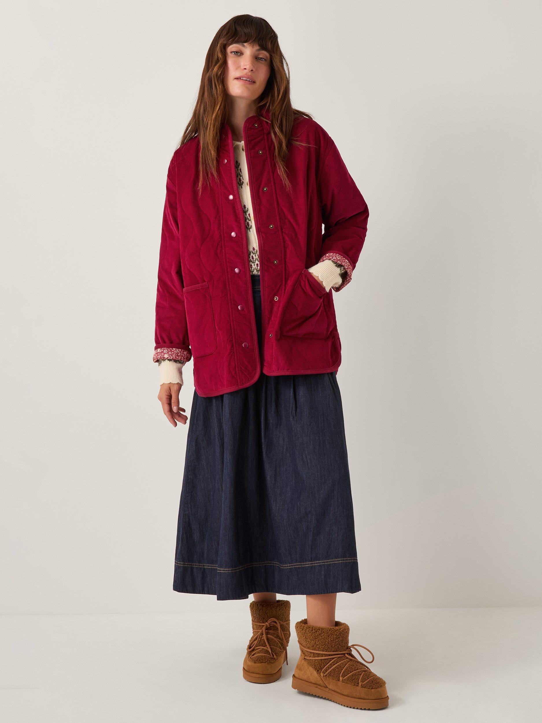 Product image 3 of 6, which shows Monsoon Mandy Corduroy Jacket, Burgundy, M