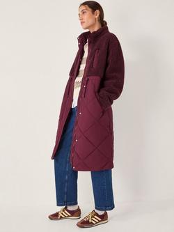 Monsoon Marlo Borg Quilted Coat, Burgundy, Burgundy